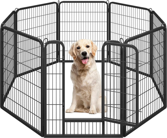 Wide Panel Dog Playpen, 8 Panels 40 Inch High Pet Pen with Gate, Portable Indoor Outdoor Fence for Medium/Large Breed Dogs