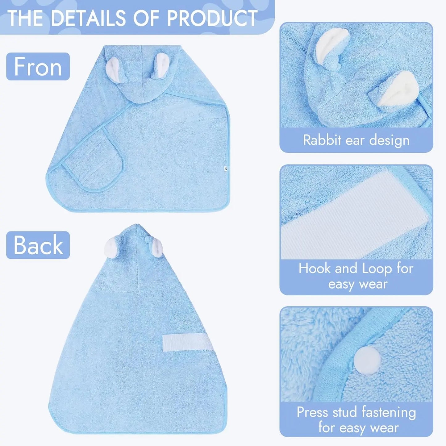 Quick-Dry Dog Bathrobe | Soft Absorbent Pet Towel Robe