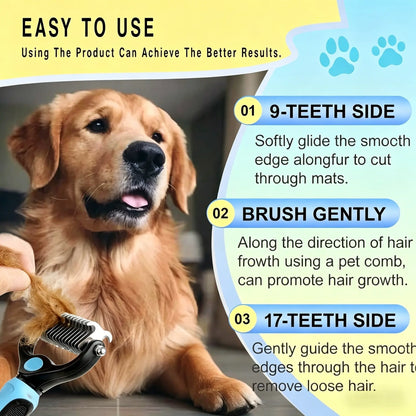 Professional Pet Dematting Comb – Dual-Sided Brush That Removes Knots & Undercoat Without Hurting Your Pet
