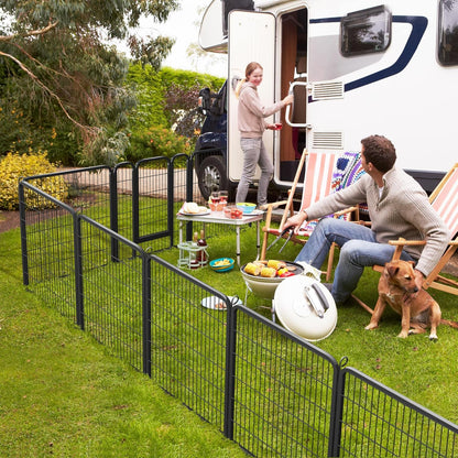 Wide Panel Dog Playpen, 8 Panels 40 Inch High Pet Pen with Gate, Portable Indoor Outdoor Fence for Medium/Large Breed Dogs