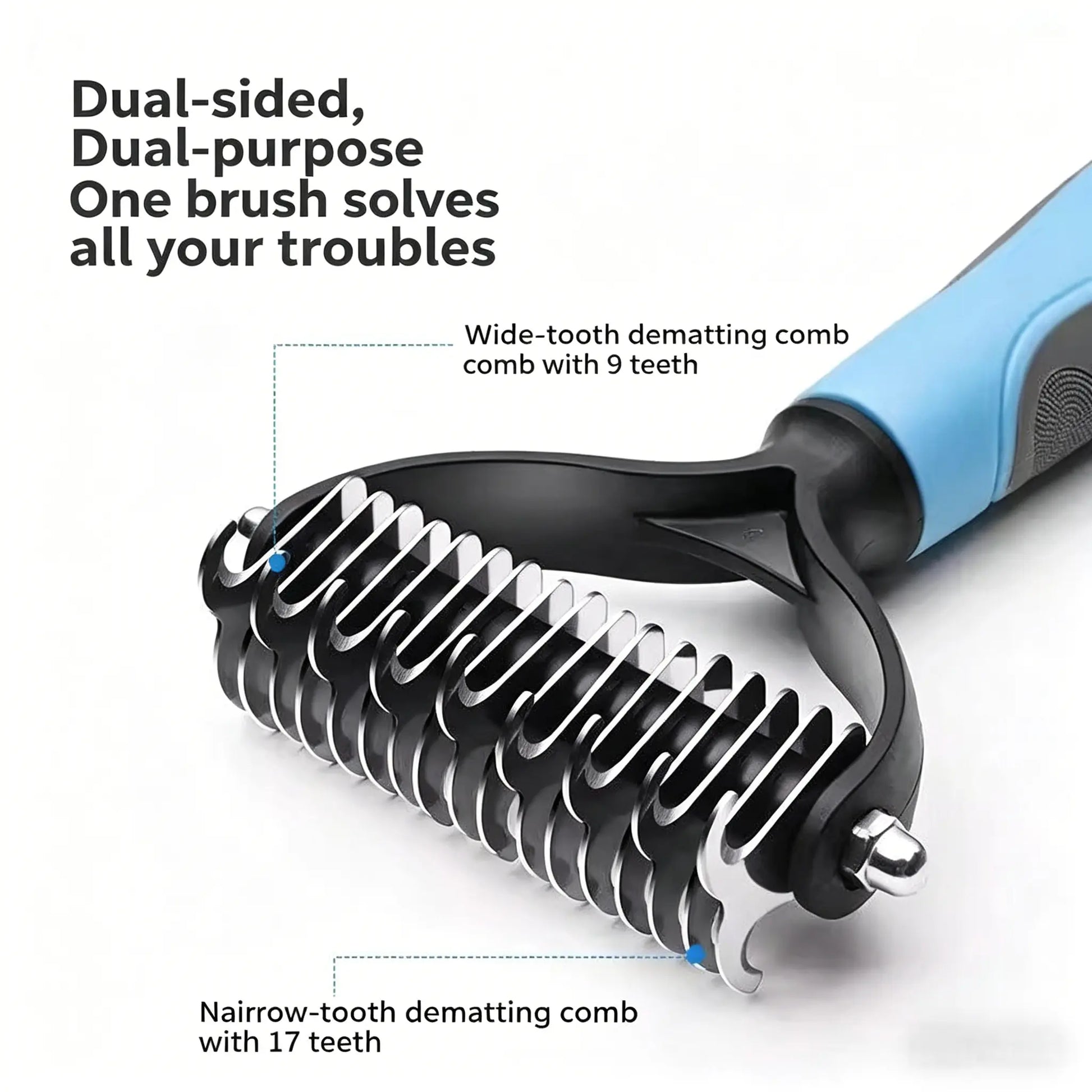 Professional Pet Dematting Comb – Dual-Sided Brush That Removes Knots & Undercoat Without Hurting Your Pet