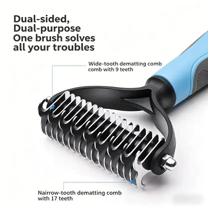 Professional Pet Dematting Comb – Dual-Sided Brush That Removes Knots & Undercoat Without Hurting Your Pet