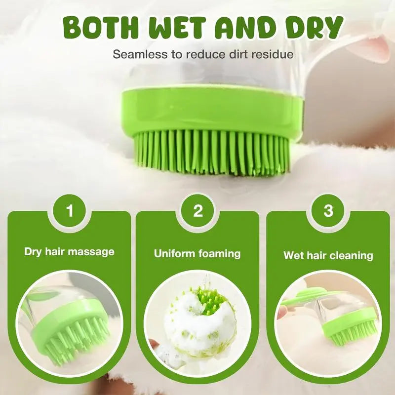 Premium 2-in-1 Pet Grooming & Bath Brush – Built-In Shampoo Dispenser for Dogs and Cats