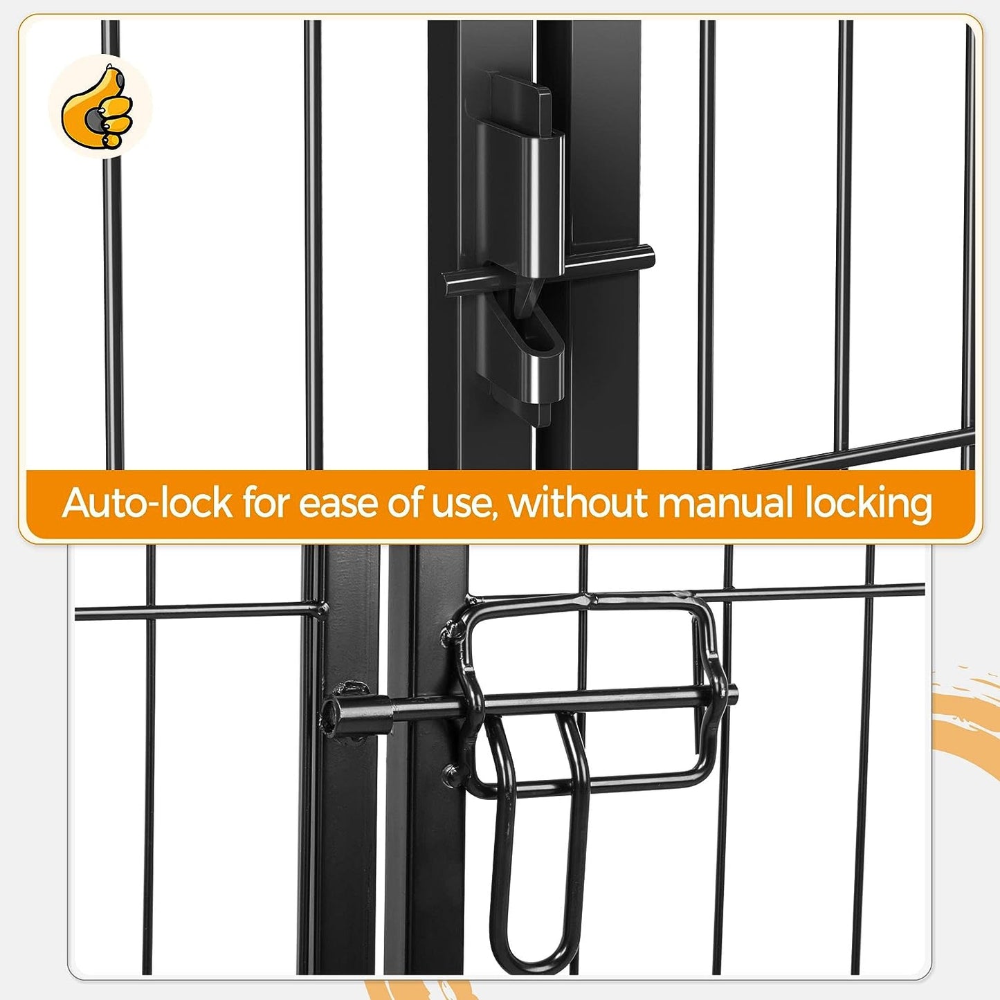 Wide Panel Dog Playpen, 8 Panels 40 Inch High Pet Pen with Gate, Portable Indoor Outdoor Fence for Medium/Large Breed Dogs