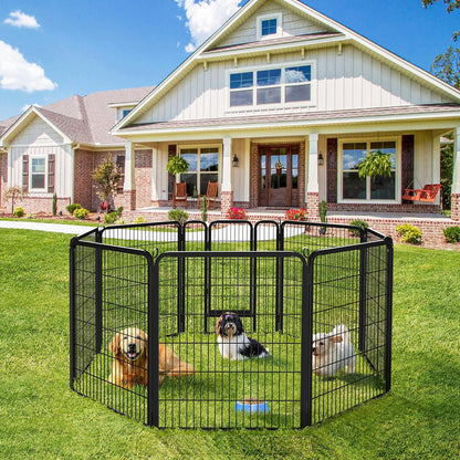 Wide Panel Dog Playpen, 8 Panels 40 Inch High Pet Pen with Gate, Portable Indoor Outdoor Fence for Medium/Large Breed Dogs