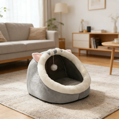 Cozy Cat Cave Bed | Soft Plush Hideaway for Indoor Cats
