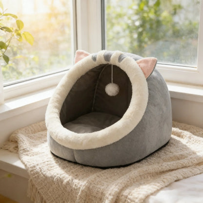 Cozy Cat Cave Bed | Soft Plush Hideaway for Indoor Cats