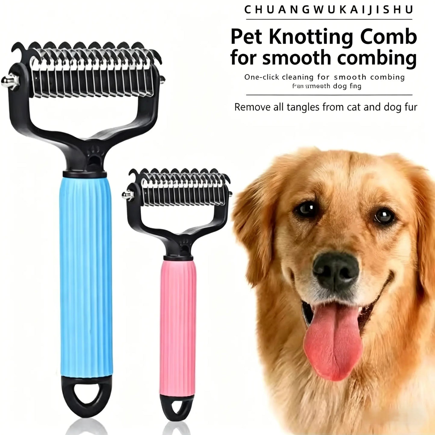 Professional Pet Dematting Comb – Dual-Sided Brush That Removes Knots & Undercoat Without Hurting Your Pet