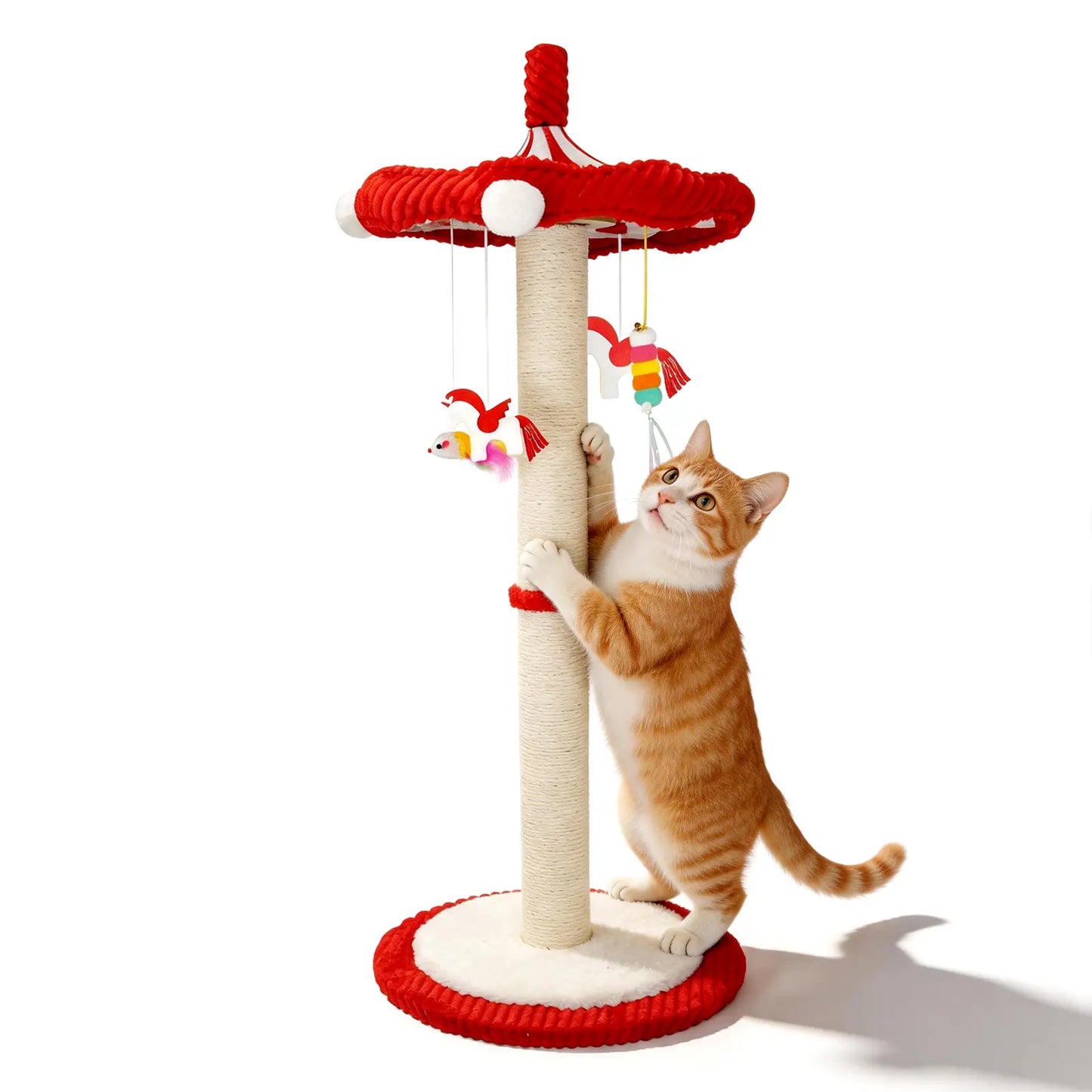 Premium Cat Activity Tower – Tall Sisal Scratching Post with Interactive Hanging Toys