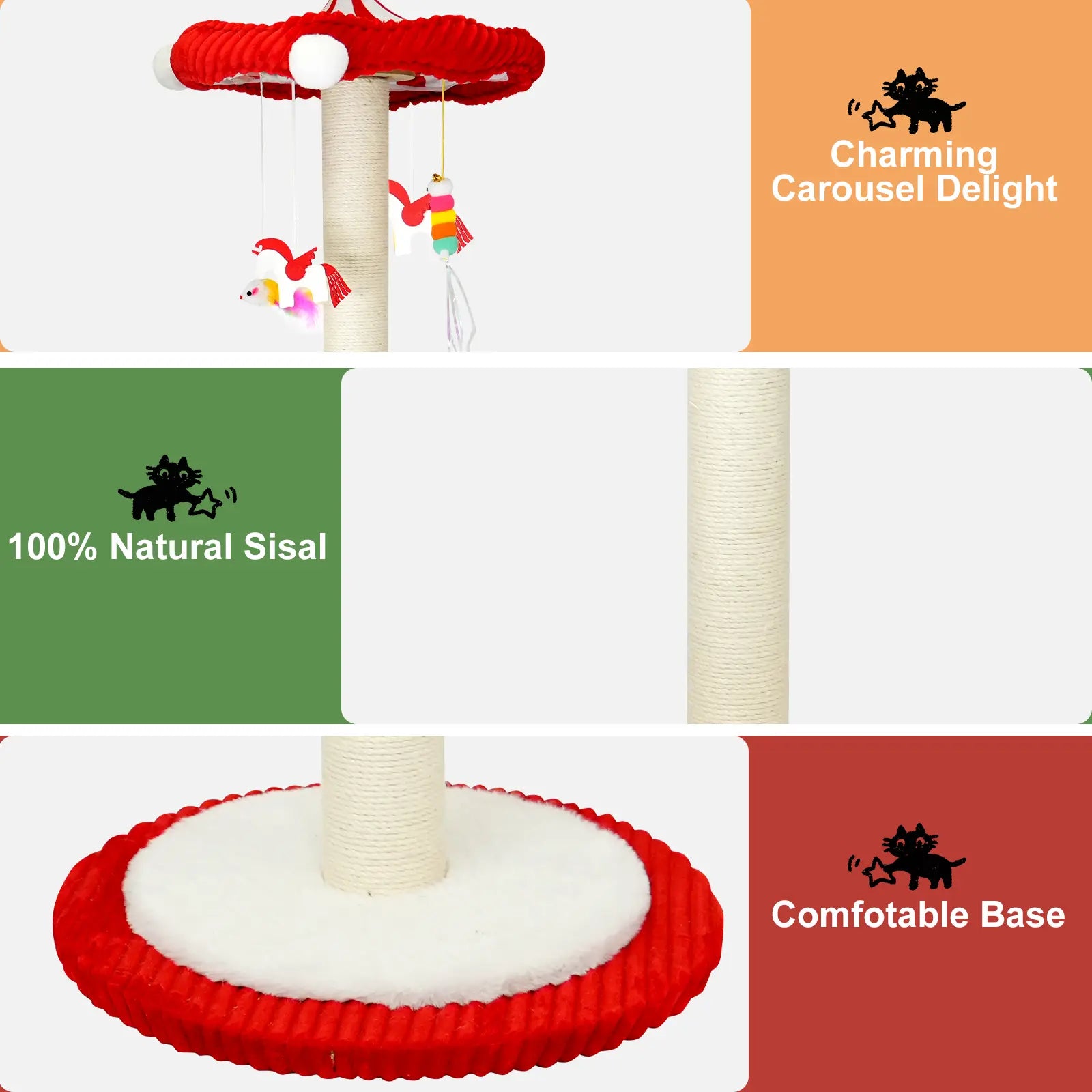 Premium Cat Activity Tower – Tall Sisal Scratching Post with Interactive Hanging Toys