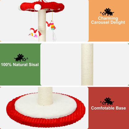Premium Cat Activity Tower – Tall Sisal Scratching Post with Interactive Hanging Toys